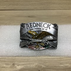 Siskiyou 1984 Belt Buckle M-29 Redneck And Proud Of It Enamel Eagle Rifle Flag