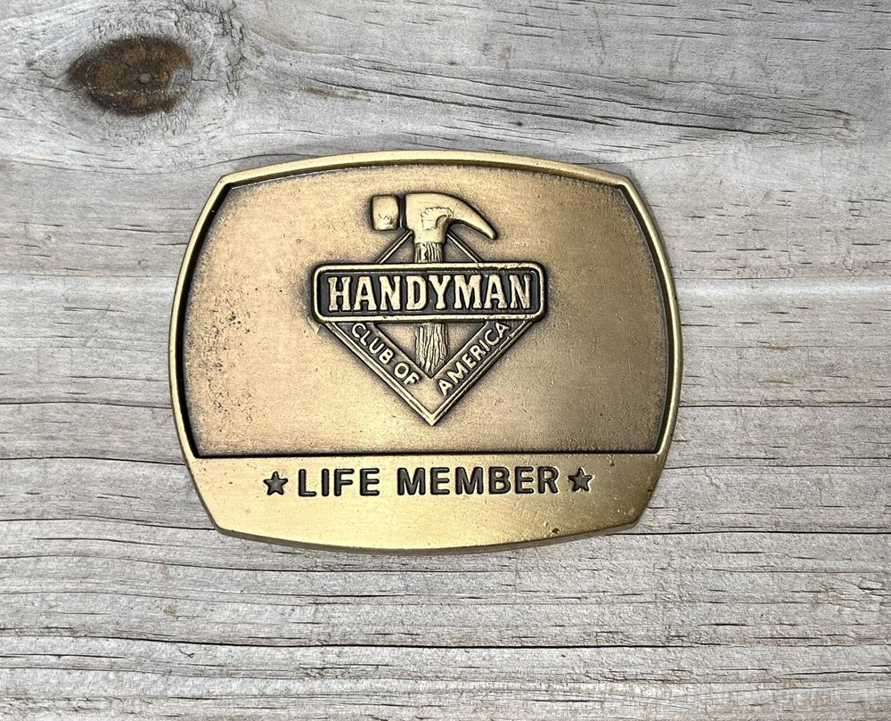 Handyman Club Of America Life Member Tool Shop Carpenter Mens Belt Buckle BRASS