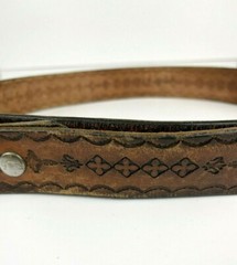Vintage Unbranded 1776-1976 Liberty Bell Wood Belt Buckle w/ Sz 36 Leather Belt