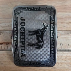 Juchipila Horse Western Belt Buckle Silver Tone Rectangular