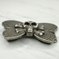 Skull Butterfly Belt Buckle Silver Tone Gothic Punk Statement