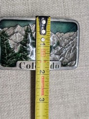 1970s vintage COLORADO belt buckle MOUNTAINS enamel WESTERN nature cowboy