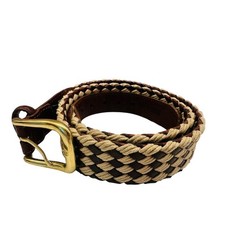 VTG Brighton Braided Brown Leather Belt Solid Brass Buckle Sz 34 Men&rsquo;s 90s USA