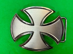 Maltese Iron Cross Religious Gothic Punk Vibe Cutout Silver Color Belt Buckle