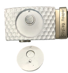 Golf Belt Leather w/Ratchet Buckle Removable Ball Marker Skull Reaper Light Gray