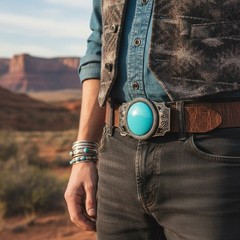 NEW Men Women Western Fashion Belt Buckle Silver Metal Turquoise South Cowboys