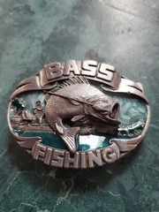 ✖ Fishing fish Belt Buckle Full Metal BASS Antique silver color USA Country