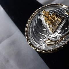 1 Mexican Alpaca Silver Brass Metal Western Belt Buckle