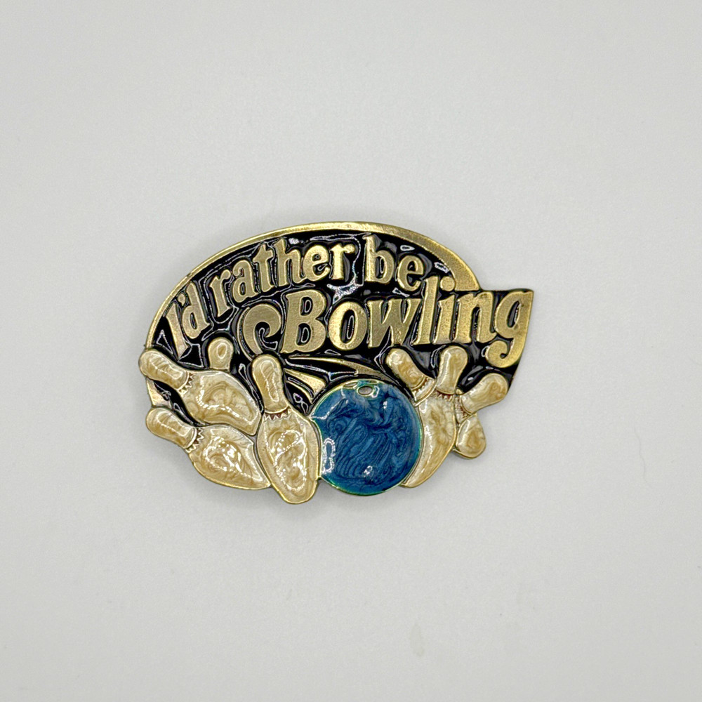Vintage 1984 I&rsquo;d Rather Be Bowling Belt Buckle Great American Buckle Co H1441