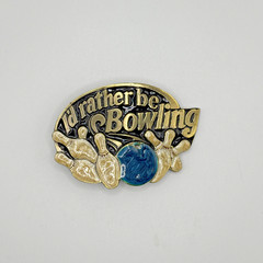 Vintage 1984 I&rsquo;d Rather Be Bowling Belt Buckle Great American Buckle Co H1441