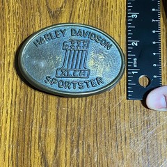 Harley Davidson Sportster XLCH Belt Buckle Number 1 Logo Brass Tone Oval Vintage