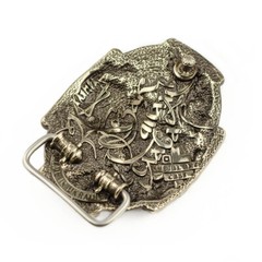 German silver belt buckle Cossack, Handmade Ukrainian warrior military buckle