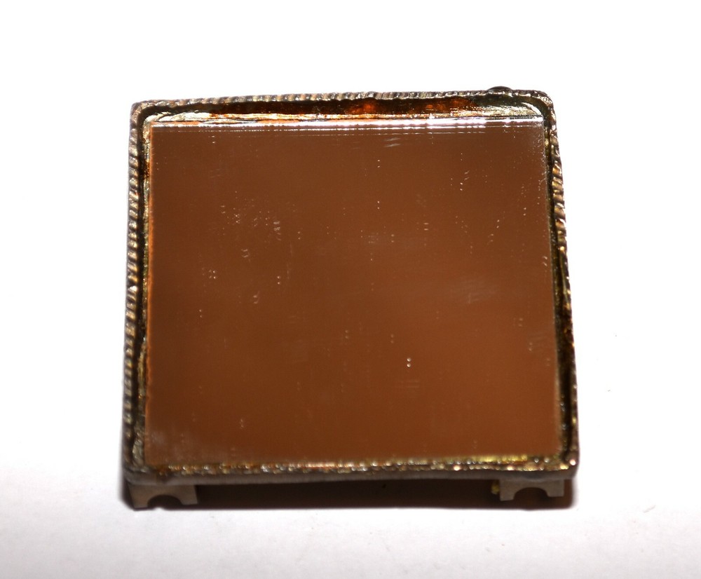 Mirror Gold Tone Textured Edge Square Belt Buckle 2.25 X 2.25