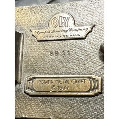 Vintage Olympia Beer Belt Buckle 1973 Indiana Metal Craft 3in Advertising