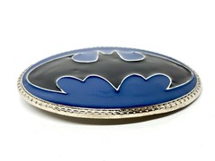 Large Batman Belt Buckle Chrome Black Blue Comic Superhero Statement Buckle