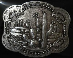 Blazin Roxx Western Belt Buckle Cactus Feathers 37597