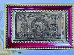 Vintage Colt Firearms Brass Tone Belt Buckle Police Banks Express 6.0 Oz.