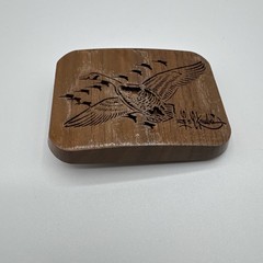 Vintage 1977 Lasercraft Laser Engraved V Formation Geese Duck Theme Belt Buckle