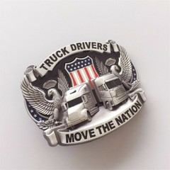 Antique Silver Enamel Nation Road Truck Driver Belt Buckle also Stock in US