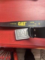 CAT Diesel Power Logo Black Leather Belt Men’s Size 32”