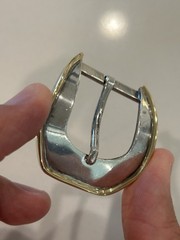 PAT AREIAS 925 Sterling & 18k Yellow Gold Modernist 3 Pc Belt Buckle Set