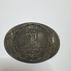 Tony Lama Virginia Sic Semper Tyrannis Oval Solid Brass Belt Buckle 1.75&Prime;