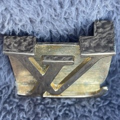 Vtg Louis Vuitton Gold Tone Belt Buckle Iconic LV Engraved Logo Y2K Distressed