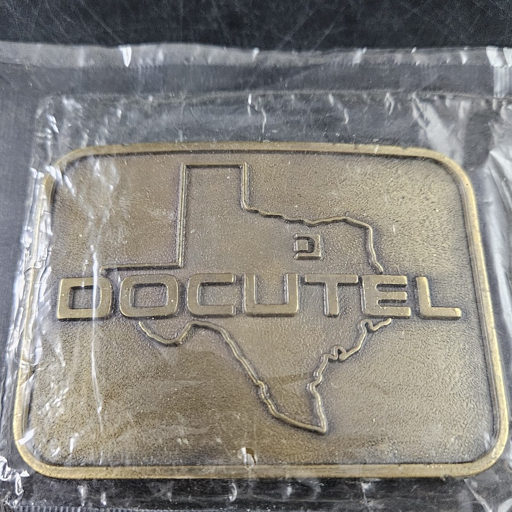 Docutel Belt Buckle w Original Packing Sealed Money Associates Florida Texas VG6