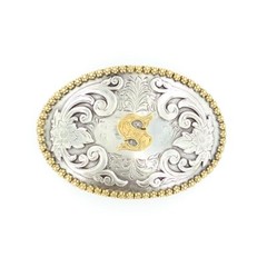 Nocona Antique Scroll & Initial Oval Belt Buckle 37072