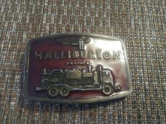 Halliburton Services Belt Buckle Truck Driver Oil Field Roughneck 1976 Watson