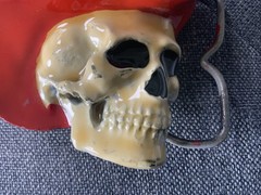 Rare Bergamot Brass Works Skull With Cowboy Hat Belt Buckle 1981 Made In USA