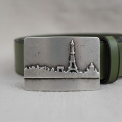 Paris City Silhouette Belt Buckle Skyline Metal Modern Urban Design