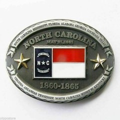 North Carolina NC State Flag Western Metal Belt Buckle