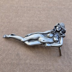 Belt Buckle Female Nude Metal Capt Hawks Sky Patrol & Novelty USA 1979 Vintage
