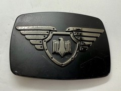 Thunderbird Shield Wings Crest Logo 90&rsquo;s Black Belt Buckle Chrome Brand #6172