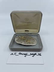 Hand Engraved BHJ CO. Sterling and 10k multi color gold Belt buckle Used