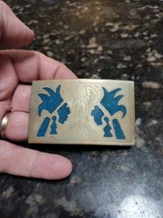 Southwestern Alpaca Mexico Native Boho Inlay Turquoise Indian Belt Buckle Navajo