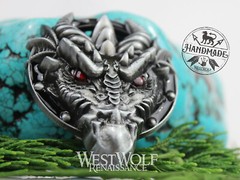 Dragon Head Belt Buckle for 1.5 inch Wide Belts — Fantasy/Skyrim/Silver/Viking