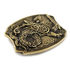 Semargl solid brass belt buckle, handmade Mythical winged lion Simargl buckle