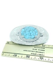 Western Style Belt Buckle With Large Faux Turquoise- 3.5&Prime; X 2 3/8&Prime;.