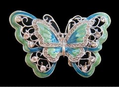 Blue Green Rhinestone Cool Glitter Butterfly Insect Fashion Belt Buckle Buckles