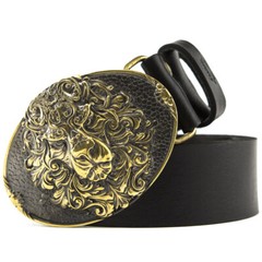Belt buckle King Lion, Animal solid brass belt buckle, lion head on the buckle