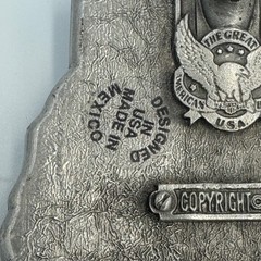 Bald Eagle Belt Buckle Western Americana Black Enamel Silver Tone
