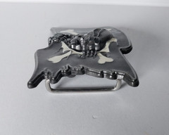 Jeans Friend Jolly Roger Skull Crossbones Pirate Flag Silver Tone Belt Buckle