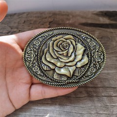 Copper Rose Belt Buckle – Western Cowboys Belt Buckle – Mens Womens Belt Buckle