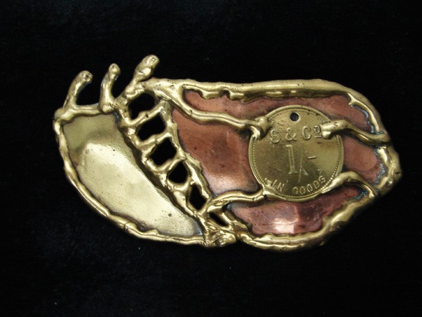 QK11151 *NOS* REALLY COOL **ABSTRACT ARTWORK** SOLID BRASS BELT BUCKLE
