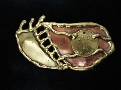 QK11151 *NOS* REALLY COOL **ABSTRACT ARTWORK** SOLID BRASS BELT BUCKLE