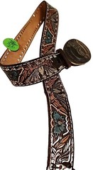 HORSESHOERS AMERICA AWARD DESIGN SOLID BRASS BUCKLE W/ LEATHER WILSON BELT SZ40