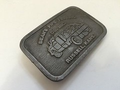 Vintage Belt Buckle Beans Pipe Testing Gas Oil Advertising Russell Kansas USA