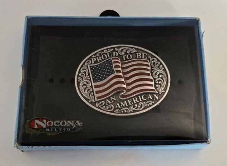 Nocona Youth « Proud To Be An American » Belt Buckle 2.75&Prime; x 2.25&Prime; For 1.25&Prime; Belt
